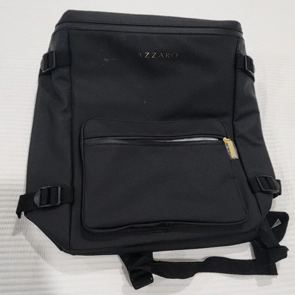 Azzaro Parfums Black Nylon Backpack Gold Hardware Travel Commuter Bag